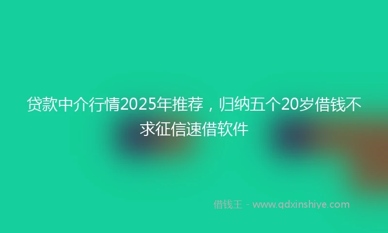 贷款中介行情2025年推荐，归纳五个20岁借钱不求征信速借软件