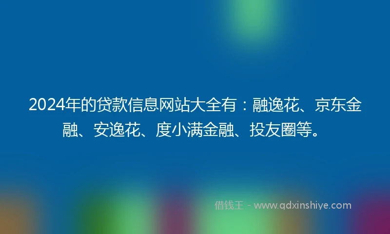 2024年的贷款信息网站大全有：融逸花、京东金融、安逸花、度小满金融、投友圈等。