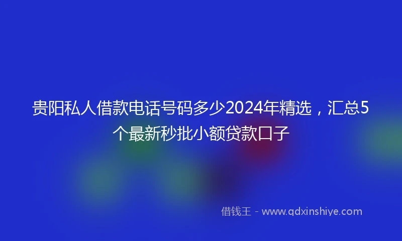 贵阳私人借款电话号码多少2024年精选，汇总5个最新秒批小额贷款口子