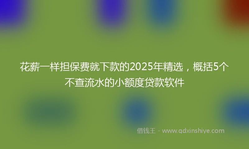 花薪一样担保费就下款的2025年精选，概括5个不查流水的小额度贷款软件