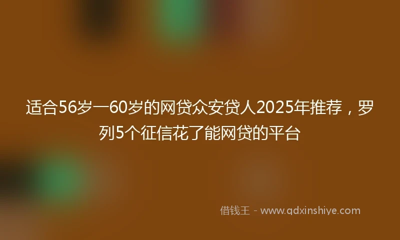 适合56岁一60岁的网贷众安贷人2025年推荐，罗列5个征信花了能网贷的平台