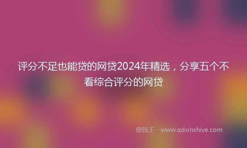 评分不足也能贷的网贷2024年精选，分享五个不看综合评分的网贷