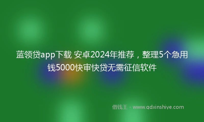 蓝领贷app下载 安卓2024年推荐，整理5个急用钱5000快审快贷无需征信软件