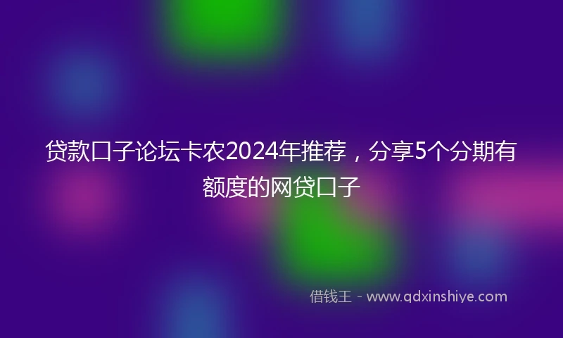 贷款口子论坛卡农2024年推荐，分享5个分期有额度的网贷口子