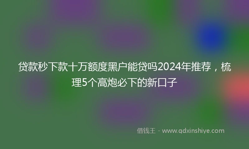 贷款秒下款十万额度黑户能贷吗2024年推荐，梳理5个高炮必下的新口子