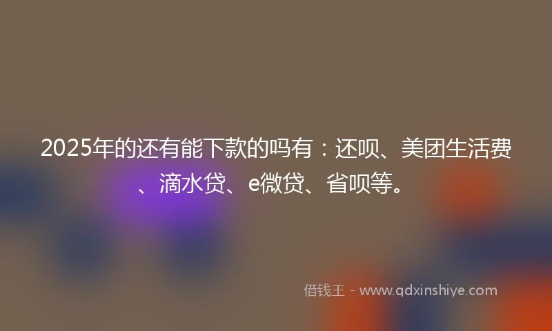 2025年的还有能下款的吗有：还呗、美团生活费、滴水贷、e微贷、省呗等。