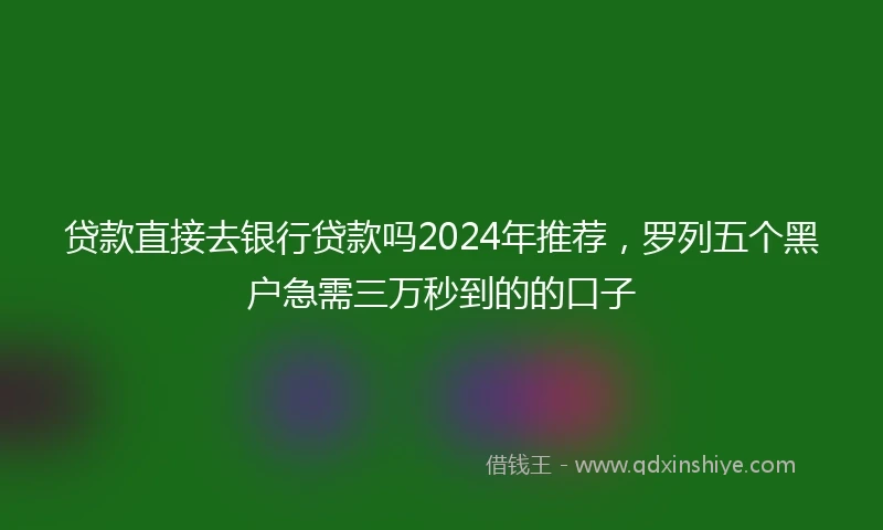 贷款直接去银行贷款吗2024年推荐，罗列五个黑户急需三万秒到的的口子