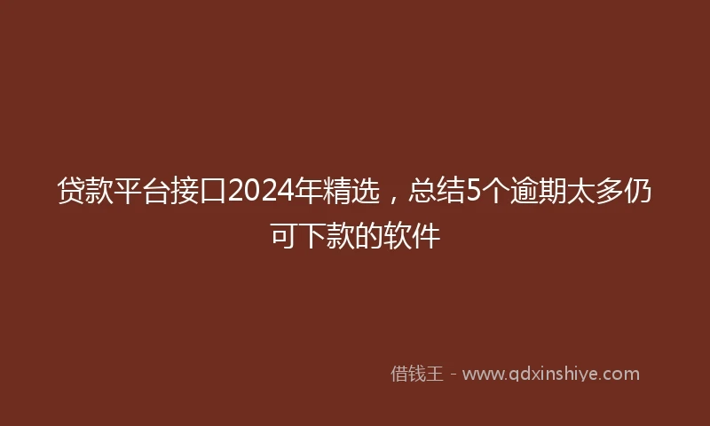 贷款平台接口2024年精选，总结5个逾期太多仍可下款的软件