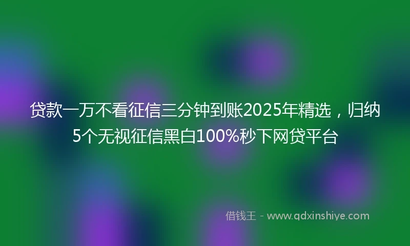 贷款一万不看征信三分钟到账2025年精选，归纳5个无视征信黑白100%秒下网贷平台