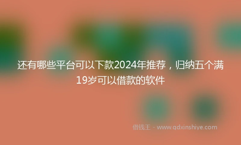 还有哪些平台可以下款2024年推荐，归纳五个满19岁可以借款的软件