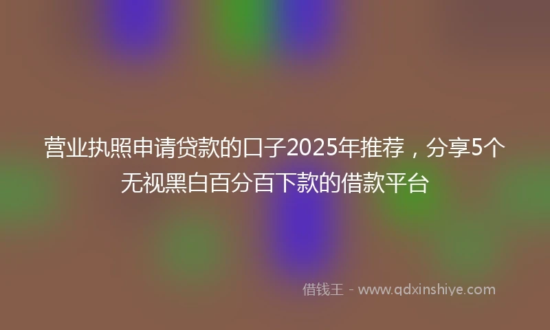 营业执照申请贷款的口子2025年推荐，分享5个无视黑白百分百下款的借款平台