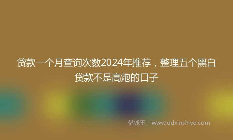 贷款一个月查询次数2024年推荐，整理五个黑白贷款不是高炮的口子