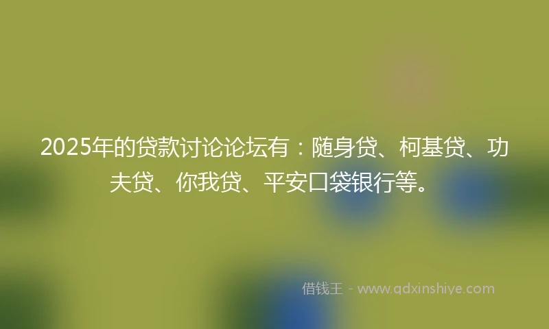 2025年的贷款讨论论坛有：随身贷、柯基贷、功夫贷、你我贷、平安口袋银行等。