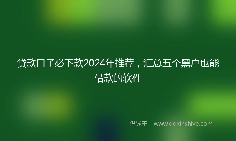 贷款口子必下款2024年推荐，汇总五个黑户也能借款的软件