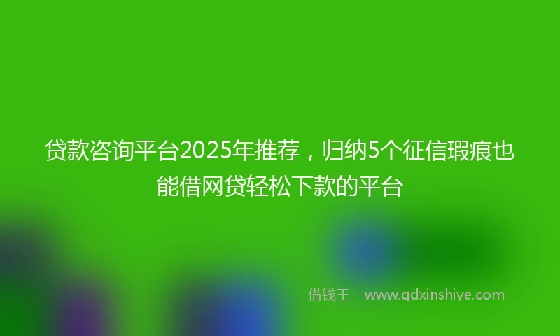 贷款咨询平台2025年推荐，归纳5个征信瑕疵也能借网贷轻松下款的平台