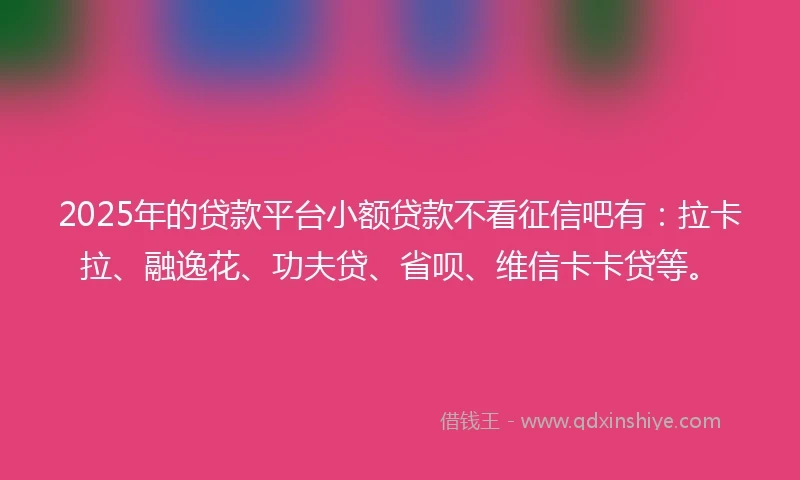 2025年的贷款平台小额贷款不看征信吧有：拉卡拉、融逸花、功夫贷、省呗、维信卡卡贷等。