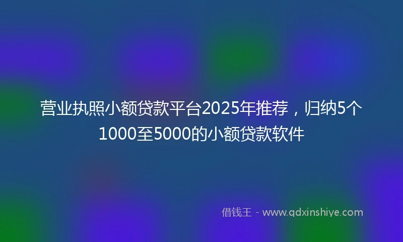 营业执照小额贷款平台2025年推荐，归纳5个1000至5000的小额贷款软件