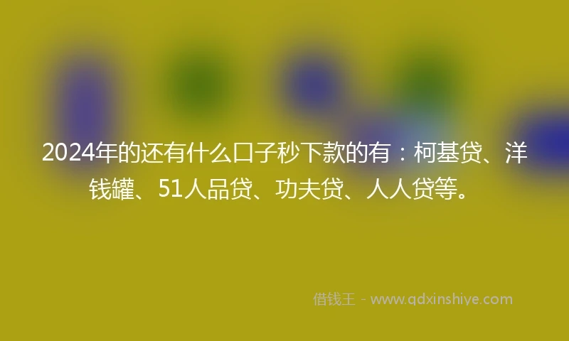 2024年的还有什么口子秒下款的有：柯基贷、洋钱罐、51人品贷、功夫贷、人人贷等。