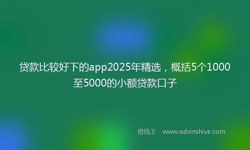 贷款比较好下的app2025年精选，概括5个1000至5000的小额贷款口子