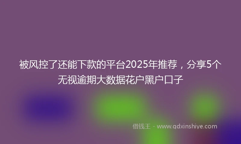被风控了还能下款的平台2025年推荐，分享5个无视逾期大数据花户黑户口子