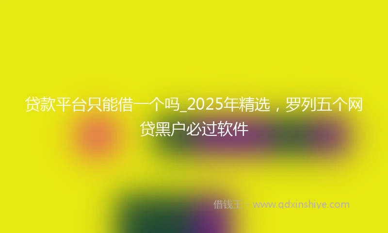 贷款平台只能借一个吗_2025年精选，罗列五个网贷黑户必过软件