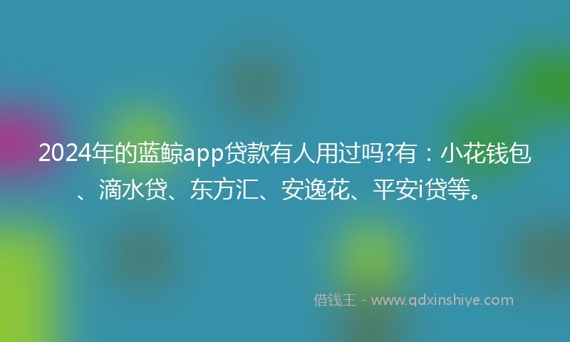 2024年的蓝鲸app贷款有人用过吗?有：小花钱包、滴水贷、东方汇、安逸花、平安i贷等。