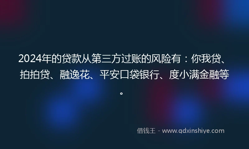 2024年的贷款从第三方过账的风险有：你我贷、拍拍贷、融逸花、平安口袋银行、度小满金融等。