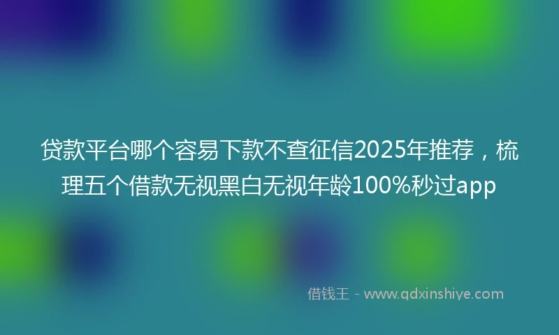 贷款平台哪个容易下款不查征信2025年推荐，梳理五个借款无视黑白无视年龄100%秒过app