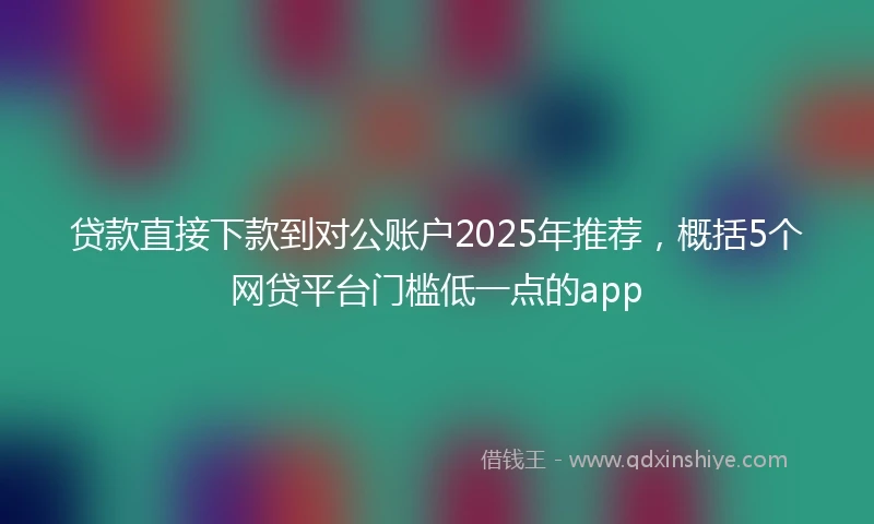 贷款直接下款到对公账户2025年推荐，概括5个网贷平台门槛低一点的app