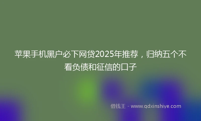 苹果手机黑户必下网贷2025年推荐，归纳五个不看负债和征信的口子