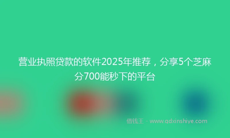 营业执照贷款的软件2025年推荐，分享5个芝麻分700能秒下的平台
