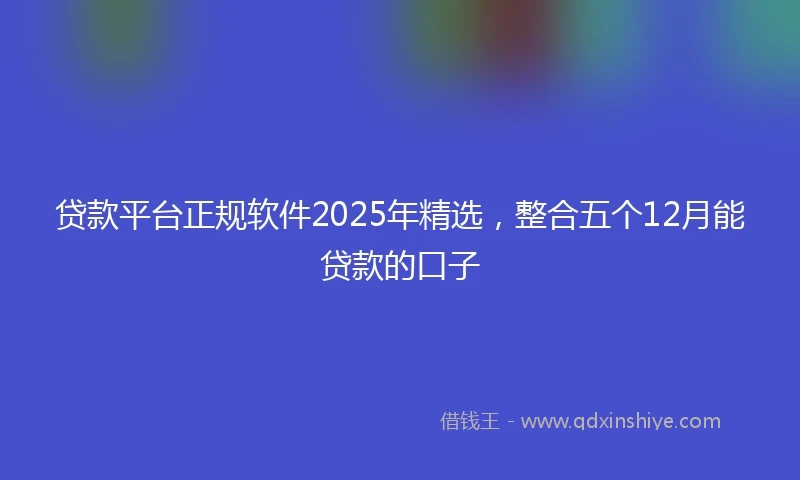贷款平台正规软件2025年精选，整合五个12月能贷款的口子