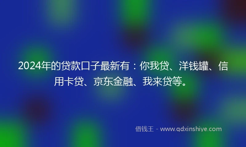 2024年的贷款口子最新有：你我贷、洋钱罐、信用卡贷、京东金融、我来贷等。