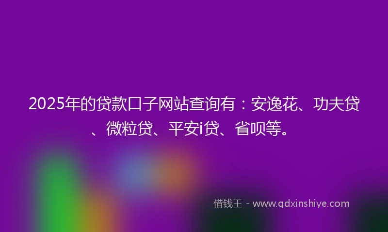 2025年的贷款口子网站查询有：安逸花、功夫贷、微粒贷、平安i贷、省呗等。