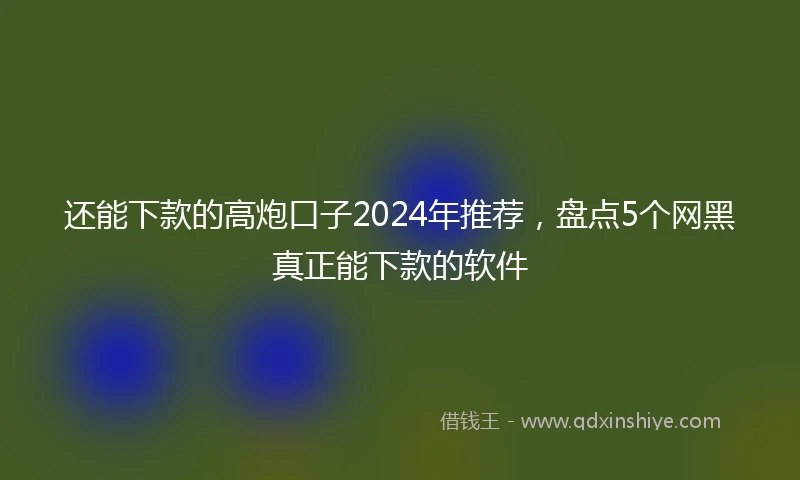 还能下款的高炮口子2024年推荐，盘点5个网黑真正能下款的软件