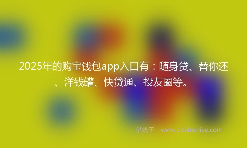 2025年的购宝钱包app入口有：随身贷、替你还、洋钱罐、快贷通、投友圈等。