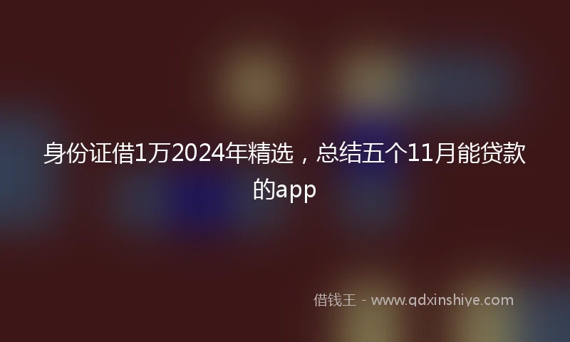 身份证借1万2024年精选，总结五个11月能贷款的app