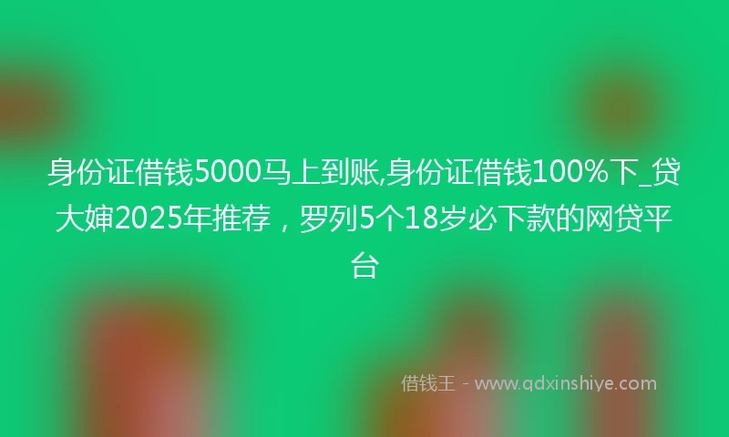 身份证借钱5000马上到账,身份证借钱100%下_贷大婶2025年推荐，罗列5个18岁必下款的网贷平台
