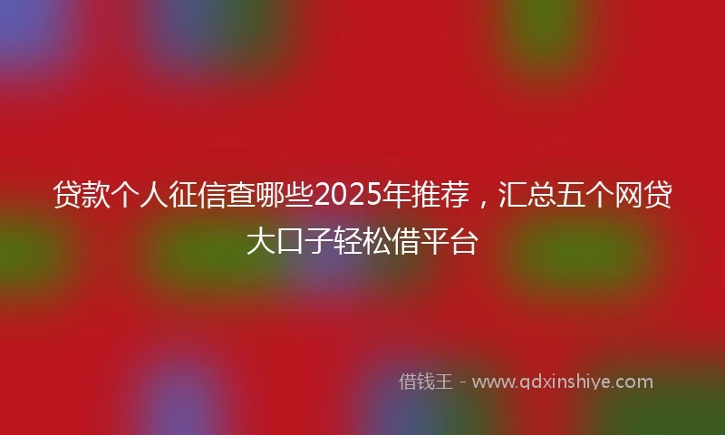 贷款个人征信查哪些2025年推荐，汇总五个网贷大口子轻松借平台