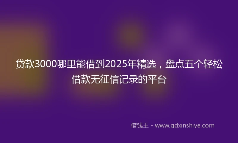 贷款3000哪里能借到2025年精选，盘点五个轻松借款无征信记录的平台