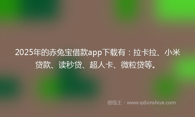 2025年的赤兔宝借款app下载有：拉卡拉、小米贷款、读秒贷、超人卡、微粒贷等。