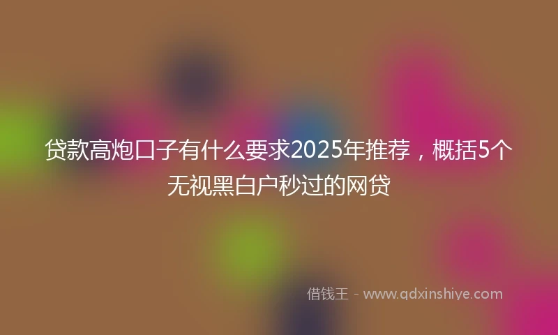 贷款高炮口子有什么要求2025年推荐，概括5个无视黑白户秒过的网贷