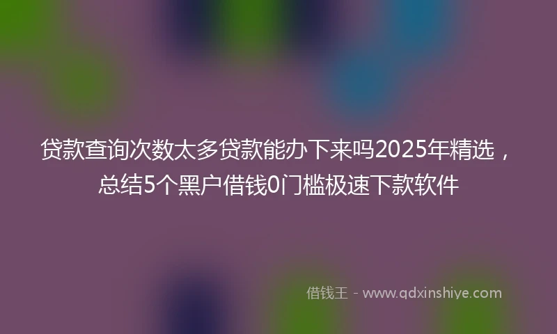 贷款查询次数太多贷款能办下来吗2025年精选，总结5个黑户借钱0门槛极速下款软件