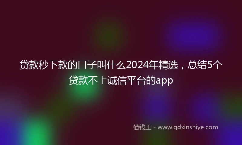 贷款秒下款的口子叫什么2024年精选，总结5个贷款不上诚信平台的app
