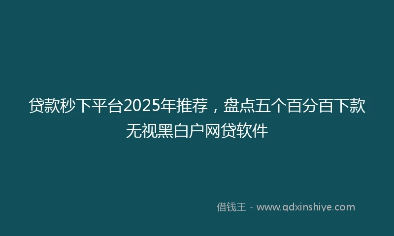 贷款秒下平台2025年推荐，盘点五个百分百下款无视黑白户网贷软件