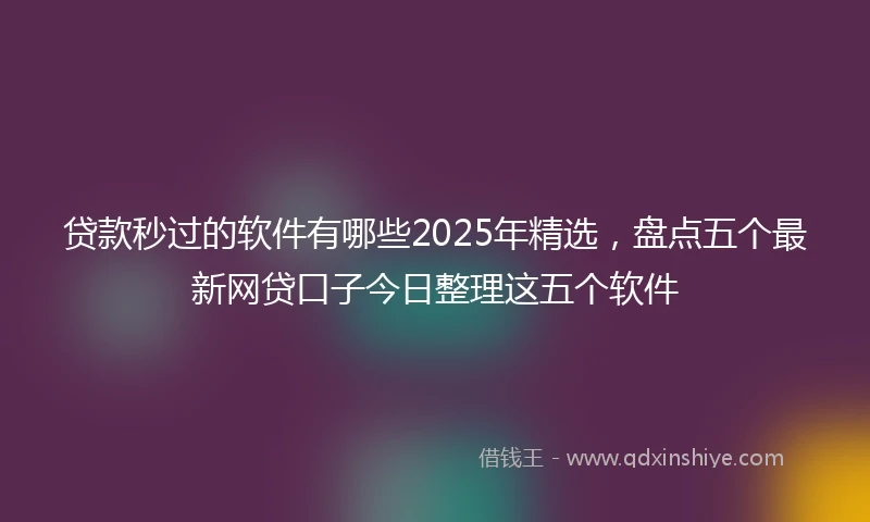 贷款秒过的软件有哪些2025年精选，盘点五个最新网贷口子今日整理这五个软件