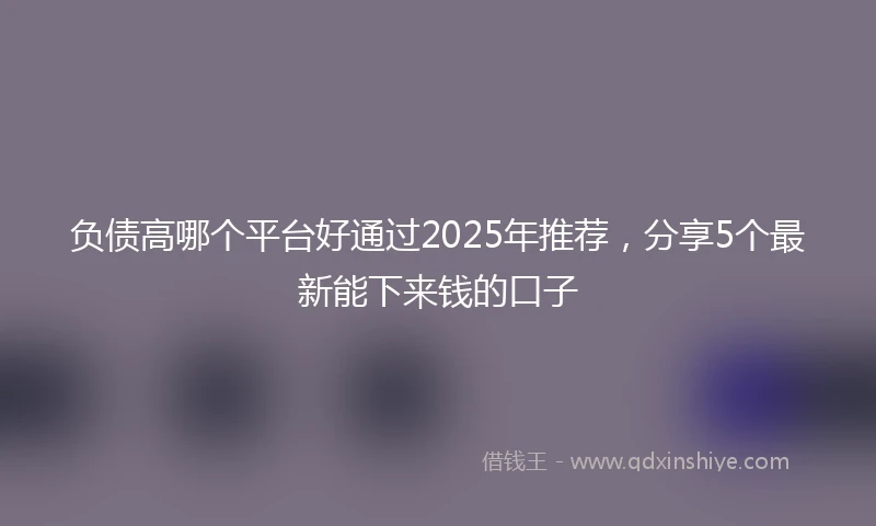 负债高哪个平台好通过2025年推荐，分享5个最新能下来钱的口子