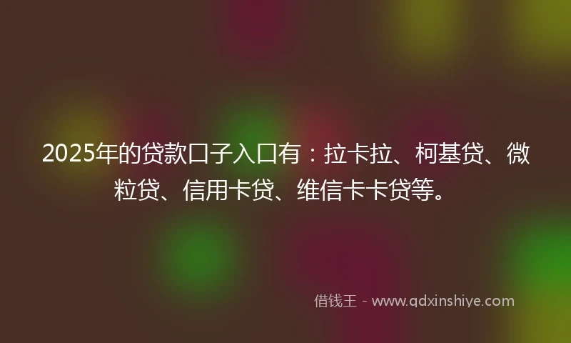 2025年的贷款口子入口有：拉卡拉、柯基贷、微粒贷、信用卡贷、维信卡卡贷等。