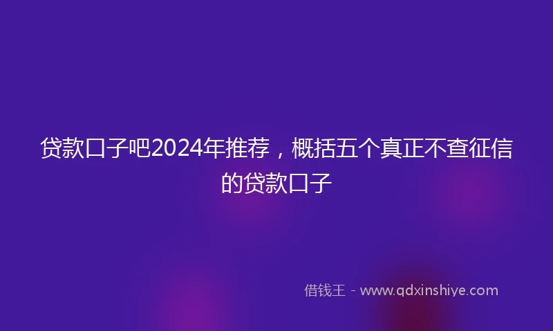贷款口子吧2024年推荐，概括五个真正不查征信的贷款口子