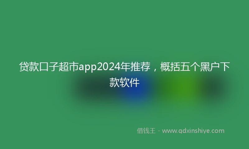贷款口子超市app2024年推荐，概括五个黑户下款软件
